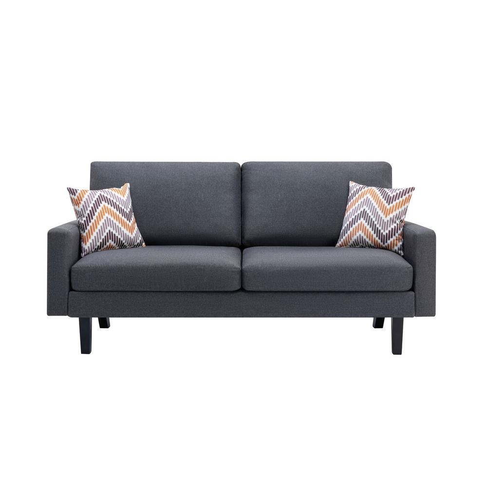 Bahamas Dark Gray Linen Sofa With 2 Throw Pillows