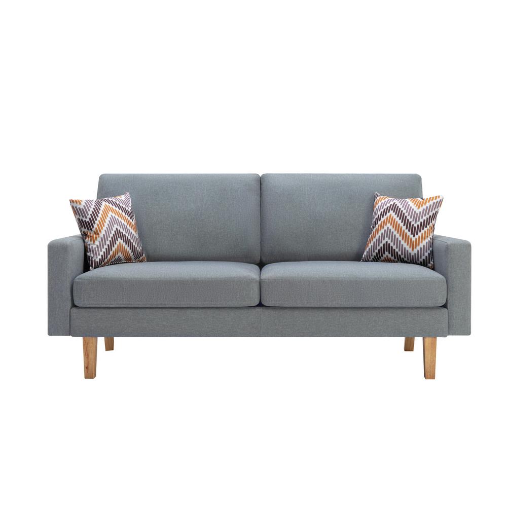 Bahamas Gray Linen Sofa With 2 Throw Pillows