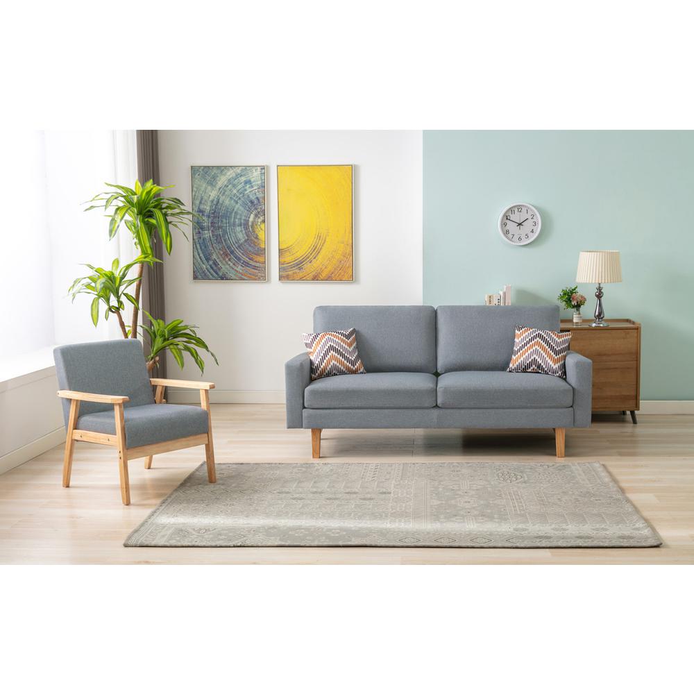 Image of Bahamas Gray Linen Sofa And Chair Set With 2 Throw Pillows
