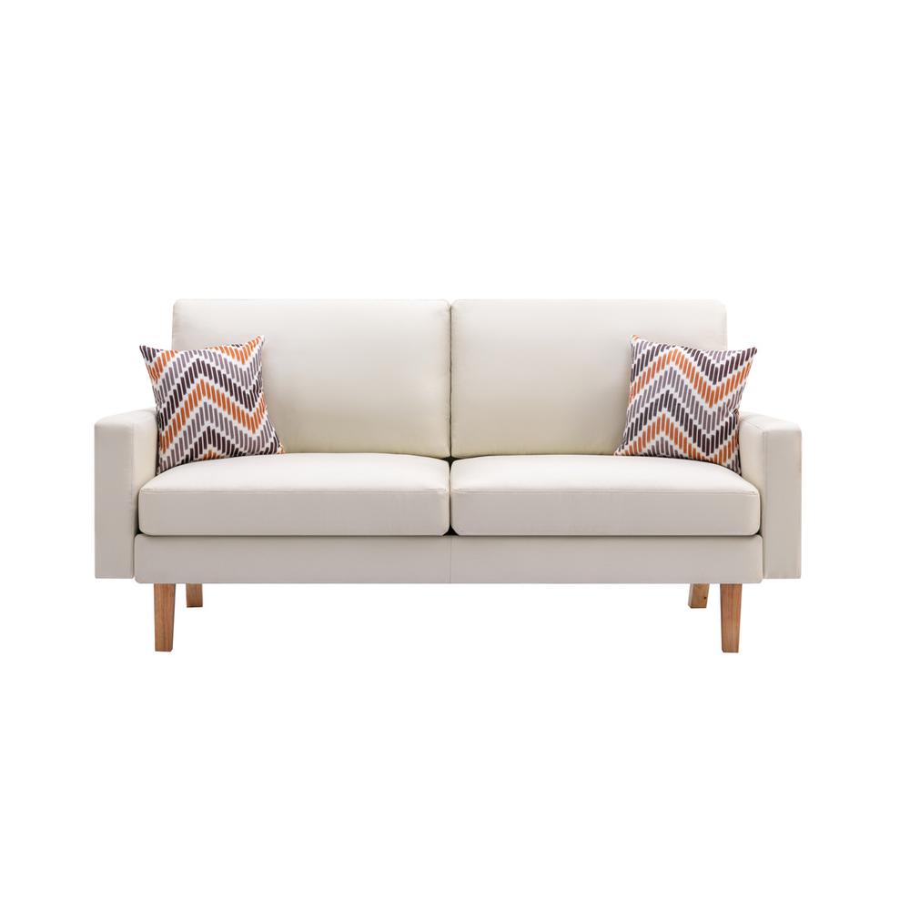 Bahamas Beige Linen Sofa With 2 Throw Pillows