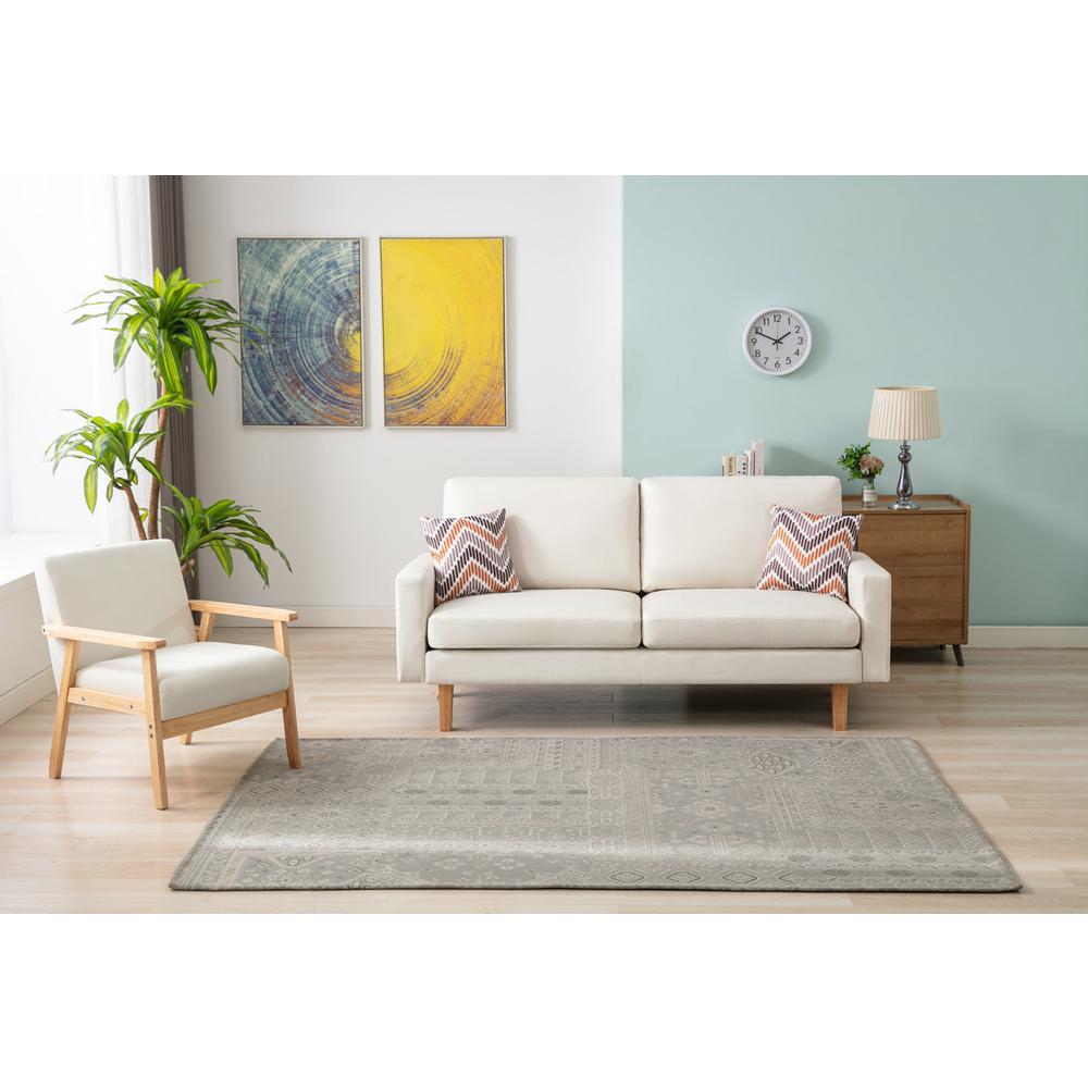 Image of Bahamas Beige Linen Sofa And Chair Set With 2 Throw Pillows
