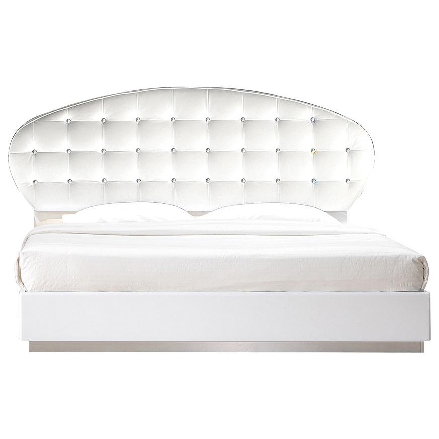 Image of Best Master France Faux Leather Eastern King Platform Bed In White High Gloss