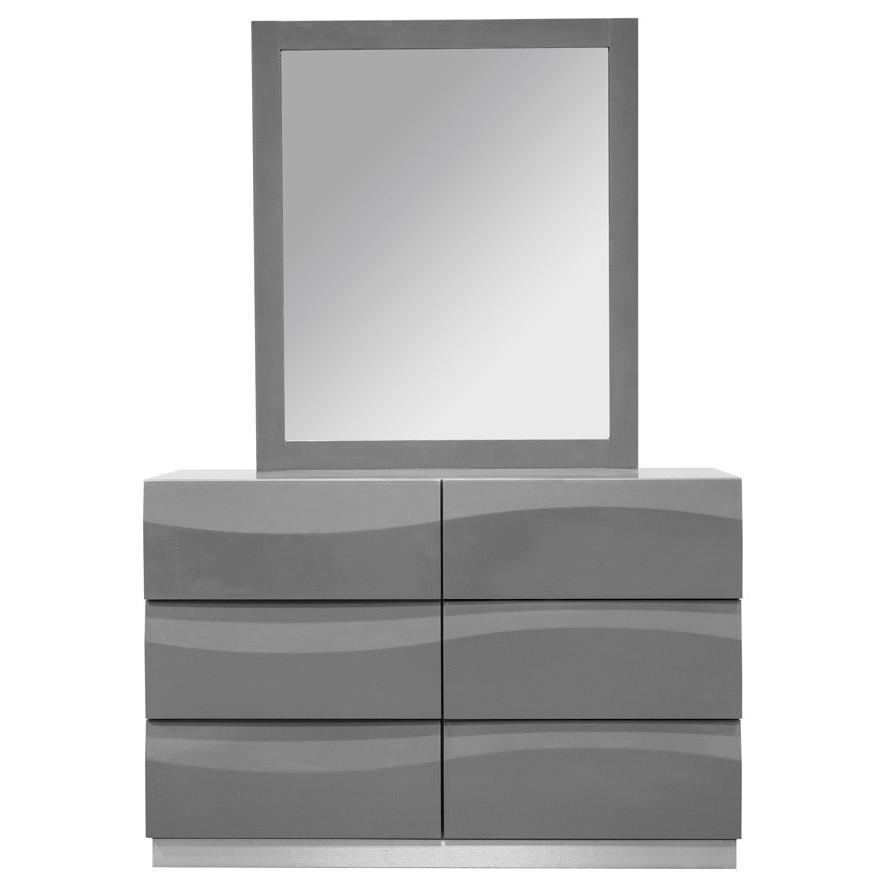 Image of Best Master Leon 2-Piece Poplar Wood Dresser And Mirror Set In Gray High Gloss