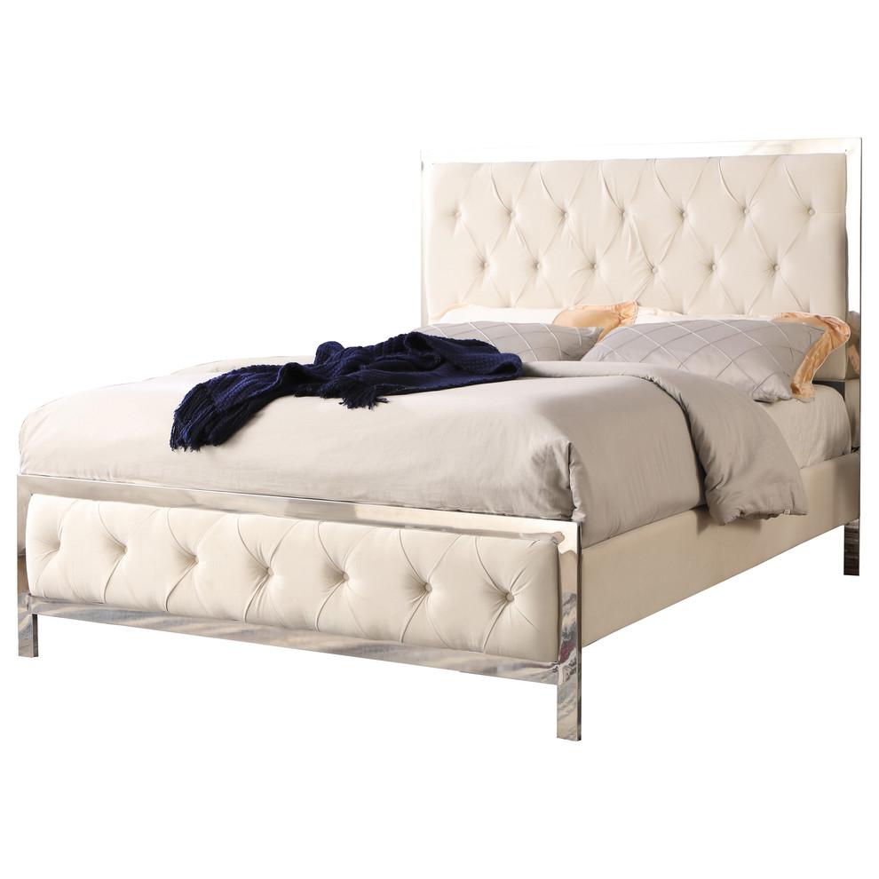 Image of Best Master Emory Fabric Upholstered Tufted California King Panel Bed In Beige