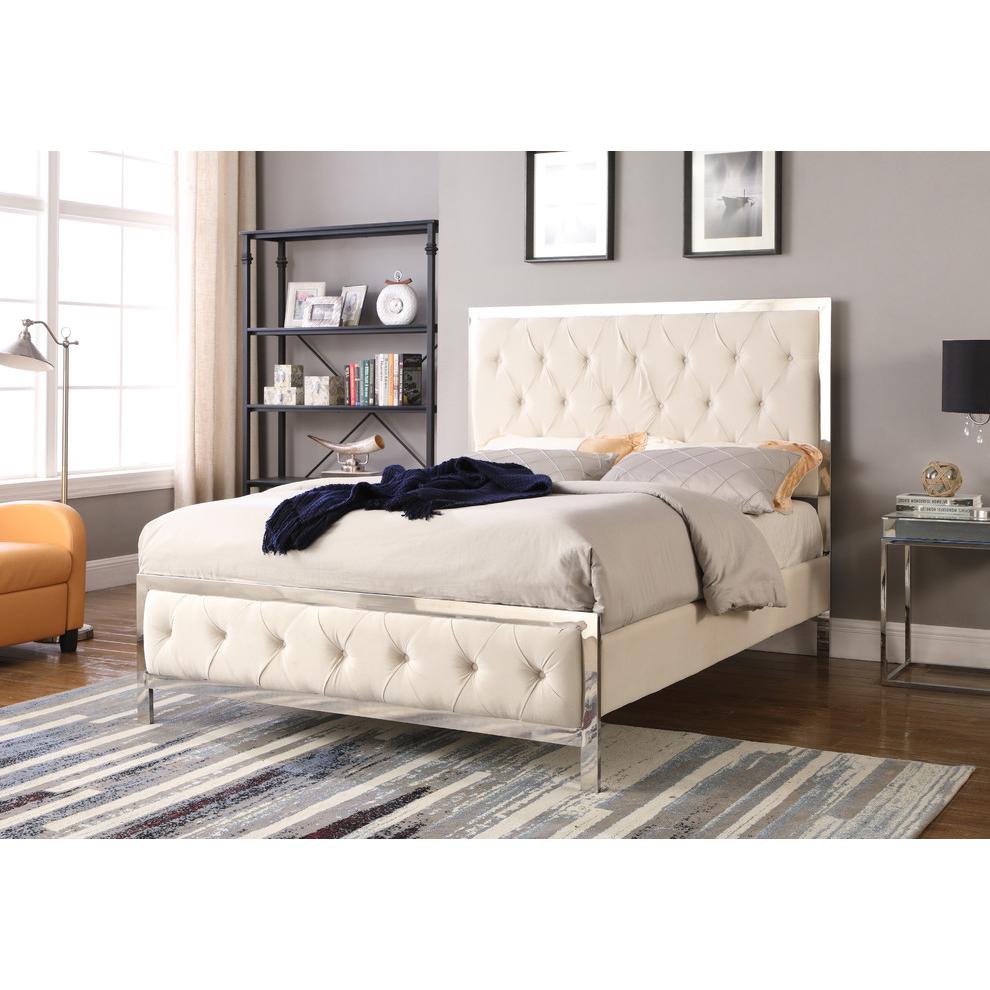Best Master Emory Fabric Upholstered Tufted Eastern King Panel Bed In Beige