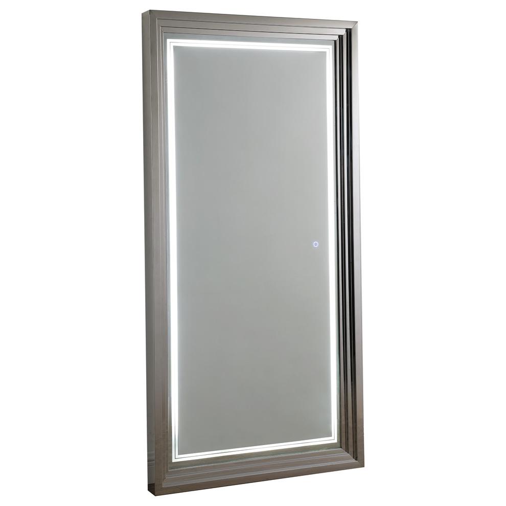 Image of Best Master Stainless Steel Oversized 71" Floor Mirror With Led Light In Silver