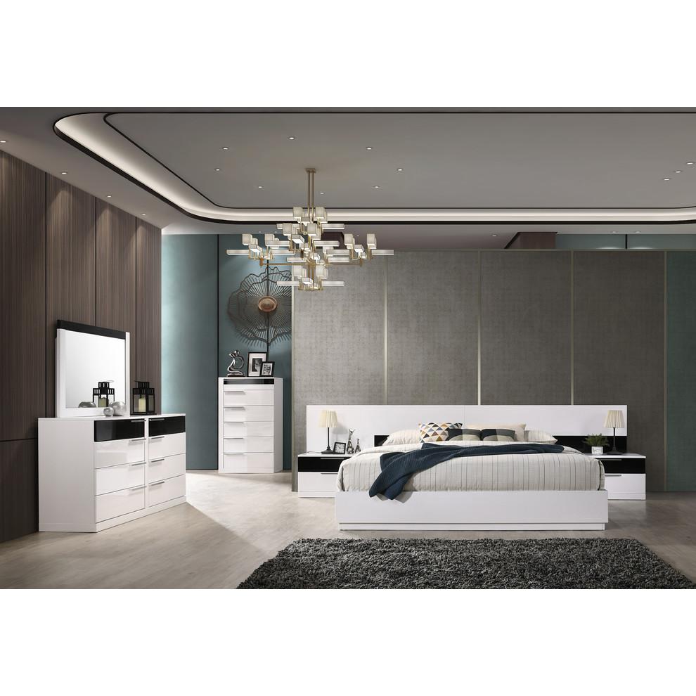 Best Master Bahamas 5-Piece Eastern King Platform Bedroom Set In White/Black