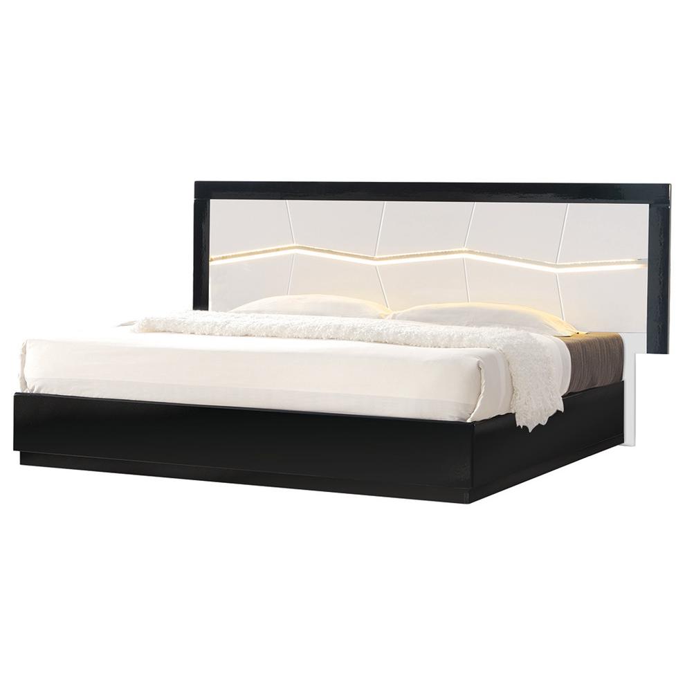 Image of Best Master Poplar Wood Cal King Platfrom Bed With Led Light In White/Black