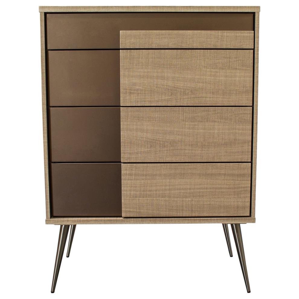 Image of Best Master 4-Drawer Engineered Wood Bedroom Chest In Taupe Bronze