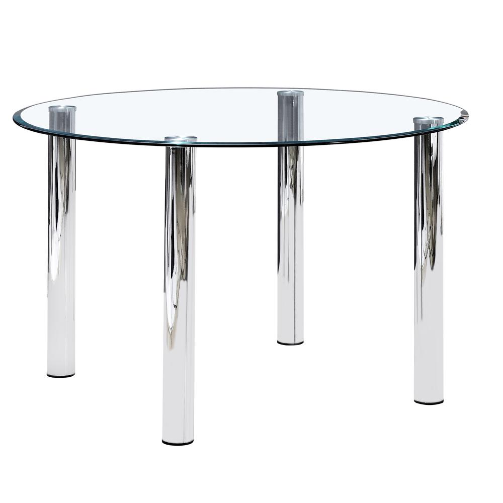 Image of Duncan Clear Glass W/ Chrome Round Dinnette Table