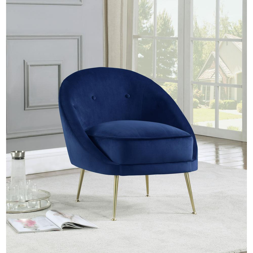 Best Master Furniture Olivia 19" Velvet Accent Chair With Gold Legs In Blue