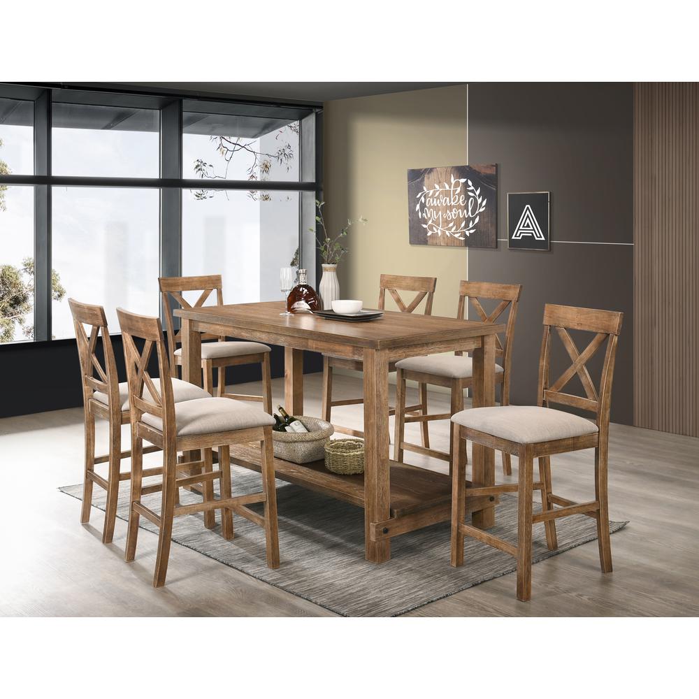 Best Master Furniture Janet 60" Wood Counter Height Dining Table In Driftwood