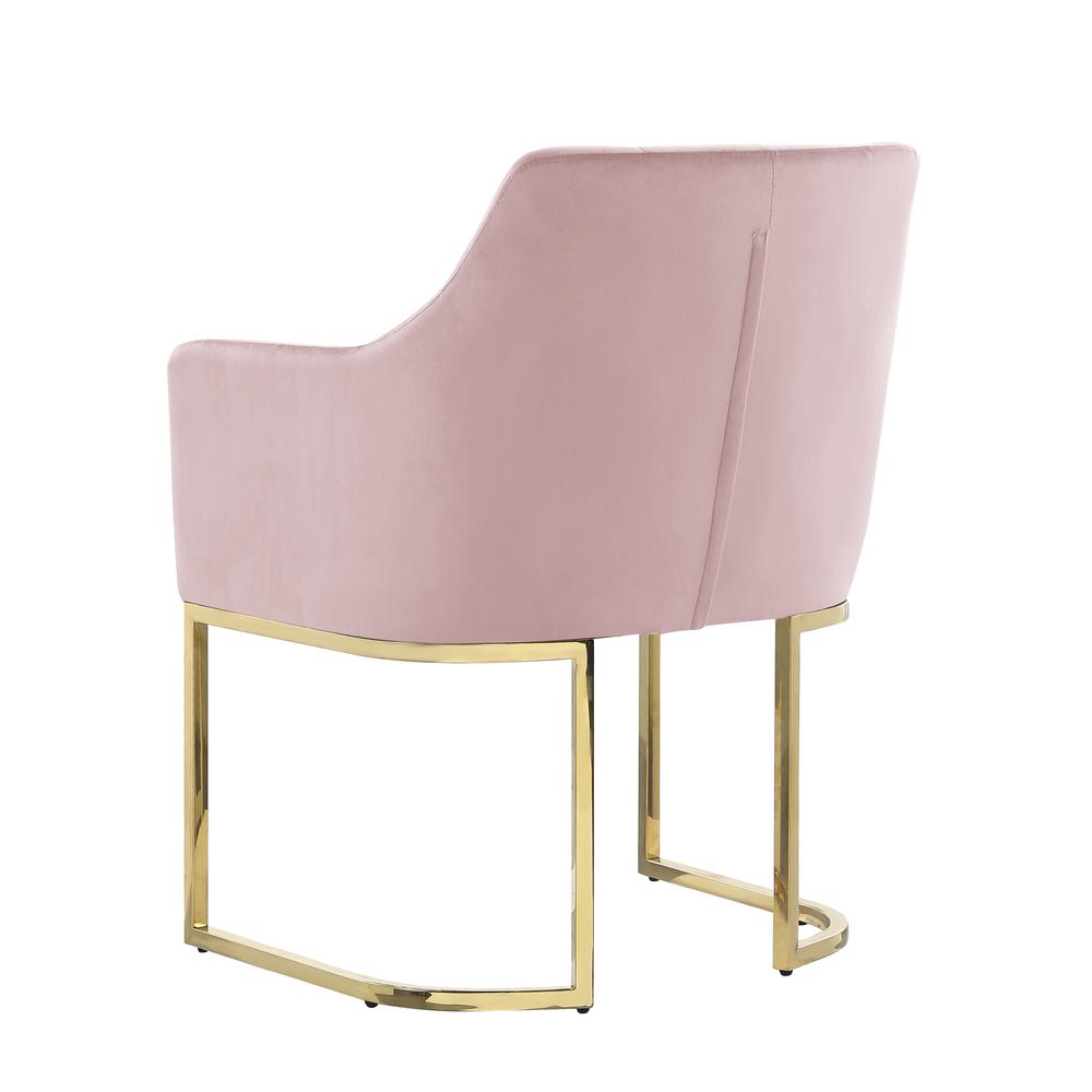 Lana Pink Tufted Velvet Arm Chair In Gold