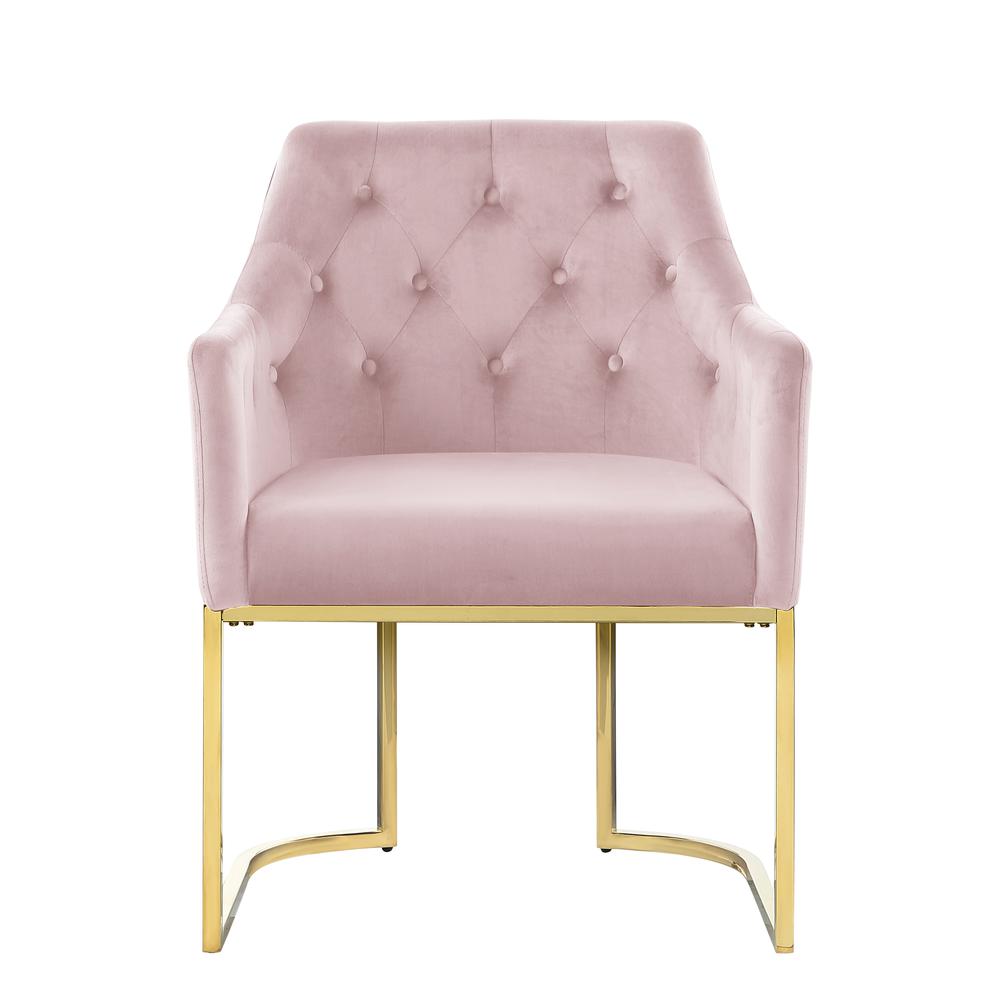 Image of Lana Pink Tufted Velvet Arm Chair In Gold