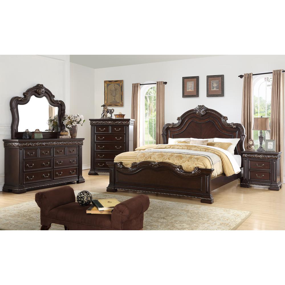 Best Master Furniture Africa 66.5" Solid Wood Dresser And Mirror In Cherry