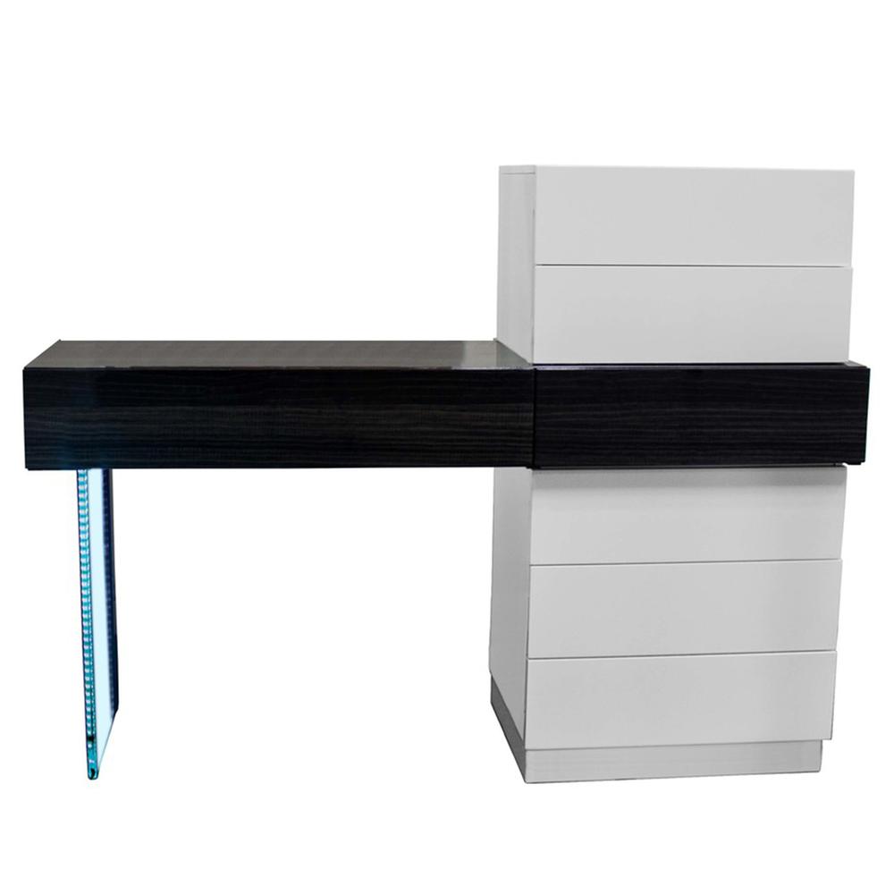 Image of Ireland 7-Drawer Modern Black/White Wood Dresser With Led Lighting