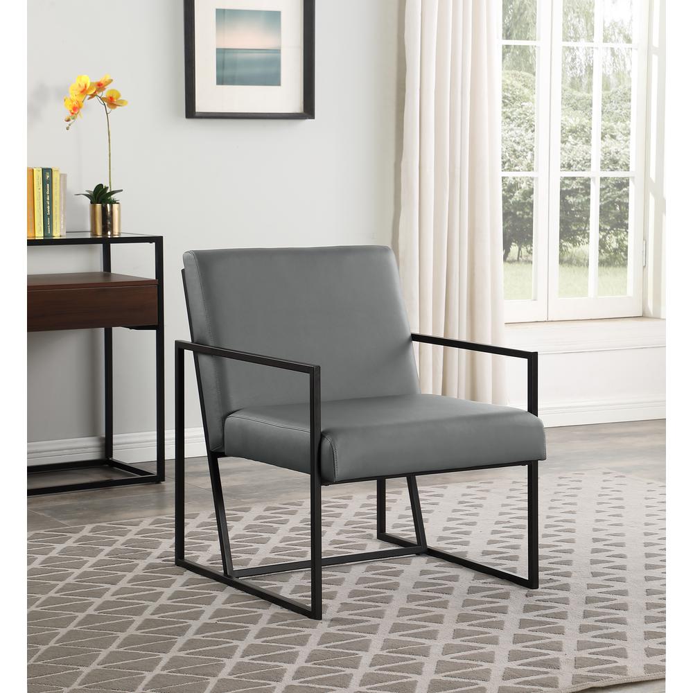 Luxembourg Gray Faux Leather Arm Chair