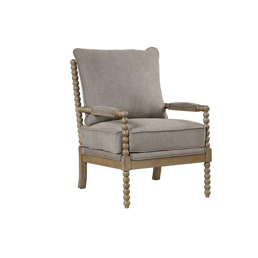 Image of Jewell Fabric Accent Chair Taupe, Natural Oak Frame
