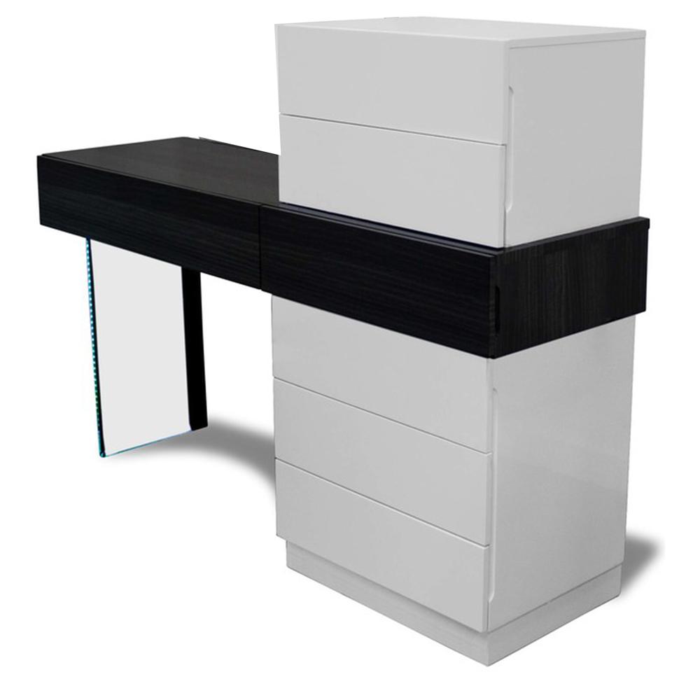 Ireland 7-Drawer Modern Black/White Wood Dresser With Led Lighting