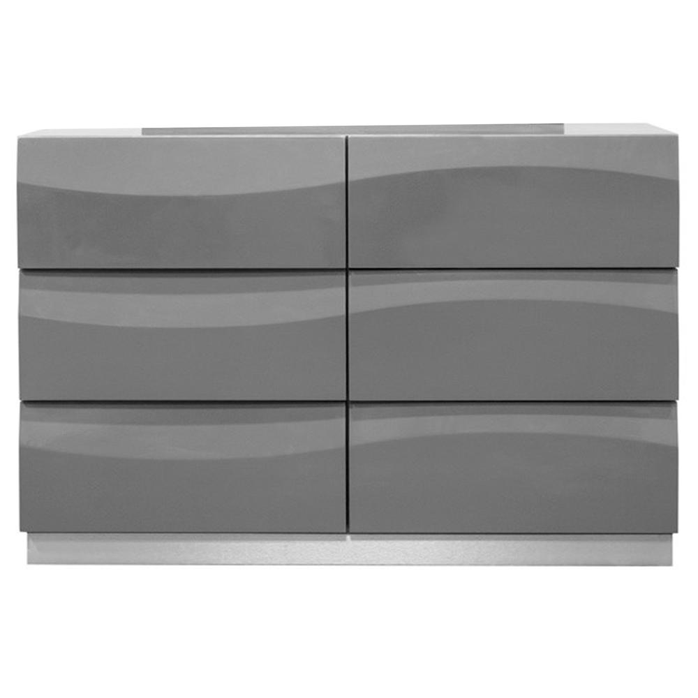 Image of Leon Modern High Gloss Dresser In Gray