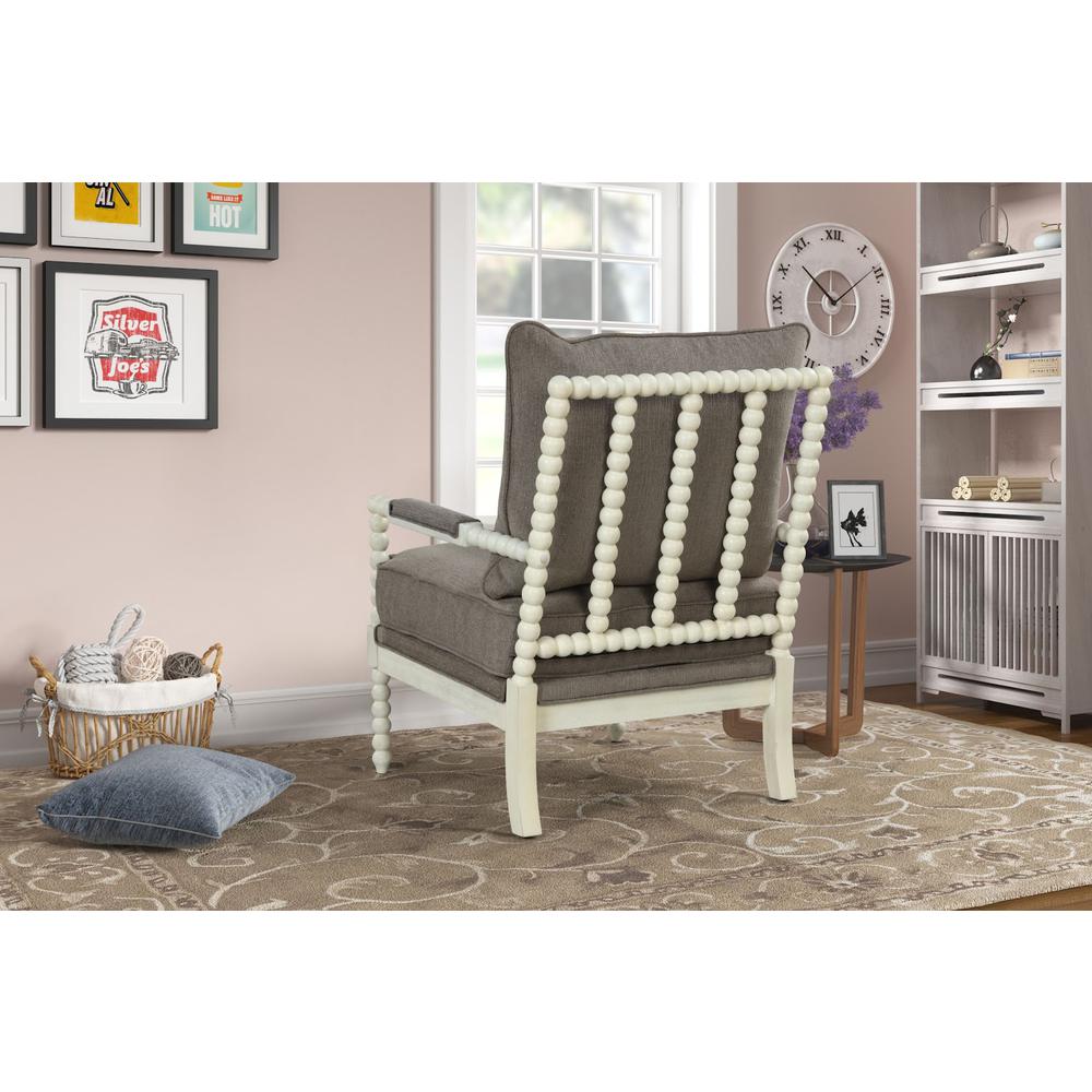 Jewell Fabric Accent Chair Taupe, Off White Frame
