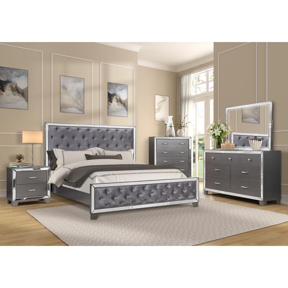 Best Master Furniture Beronica Transitional Wood King Bed In Silver