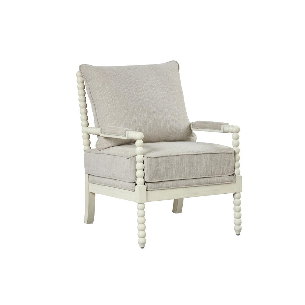 Image of Jewell Fabric Accent Chair Beige, Off White Frame