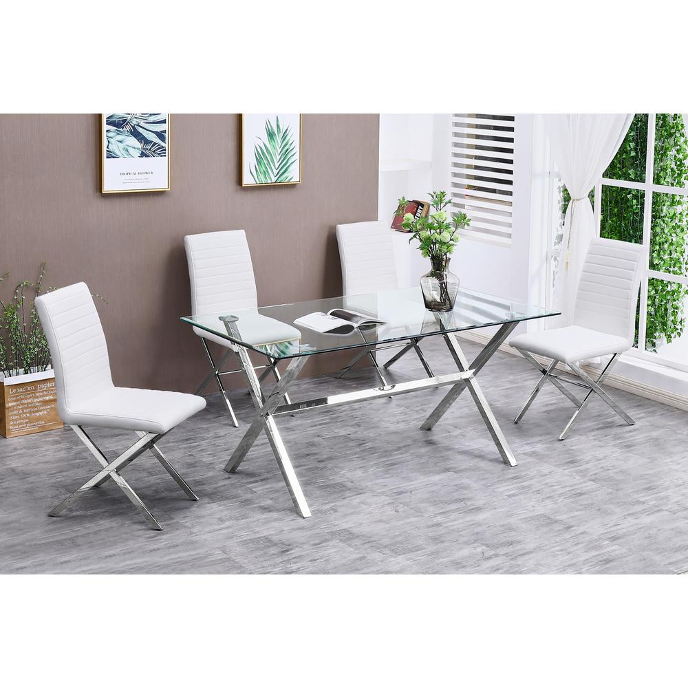 Best Master Furniture Timber 63" Modern Stainless Steel Dining Table In Silver