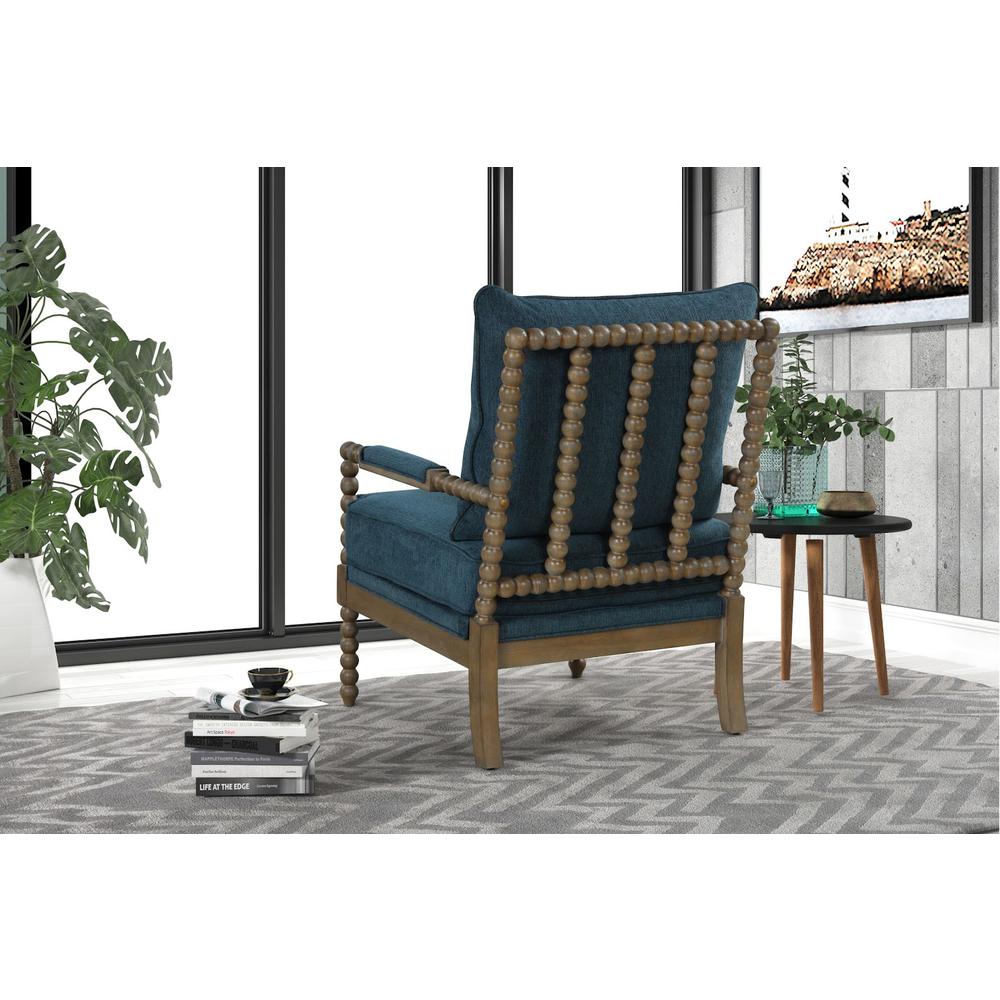 Jewell Fabric Accent Chair Aegean Blue, Natural Oak Frame