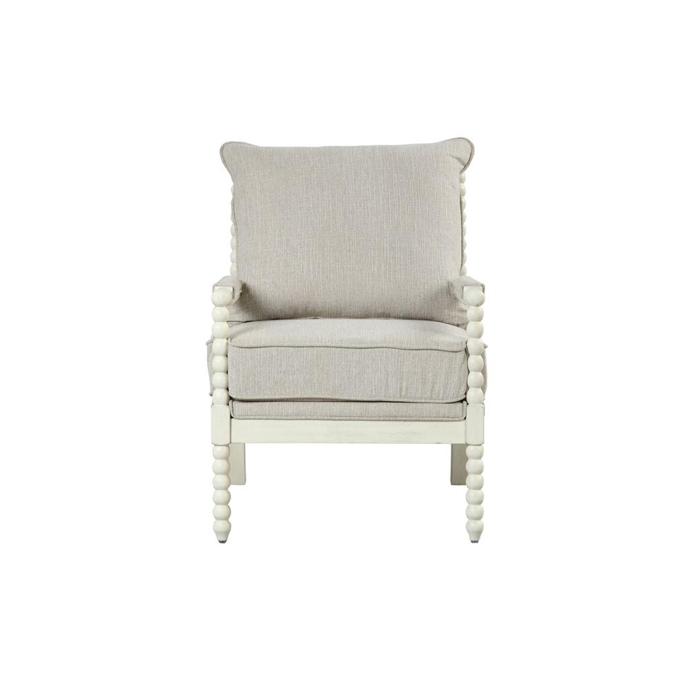 Jewell Fabric Accent Chair Beige, Off White Frame