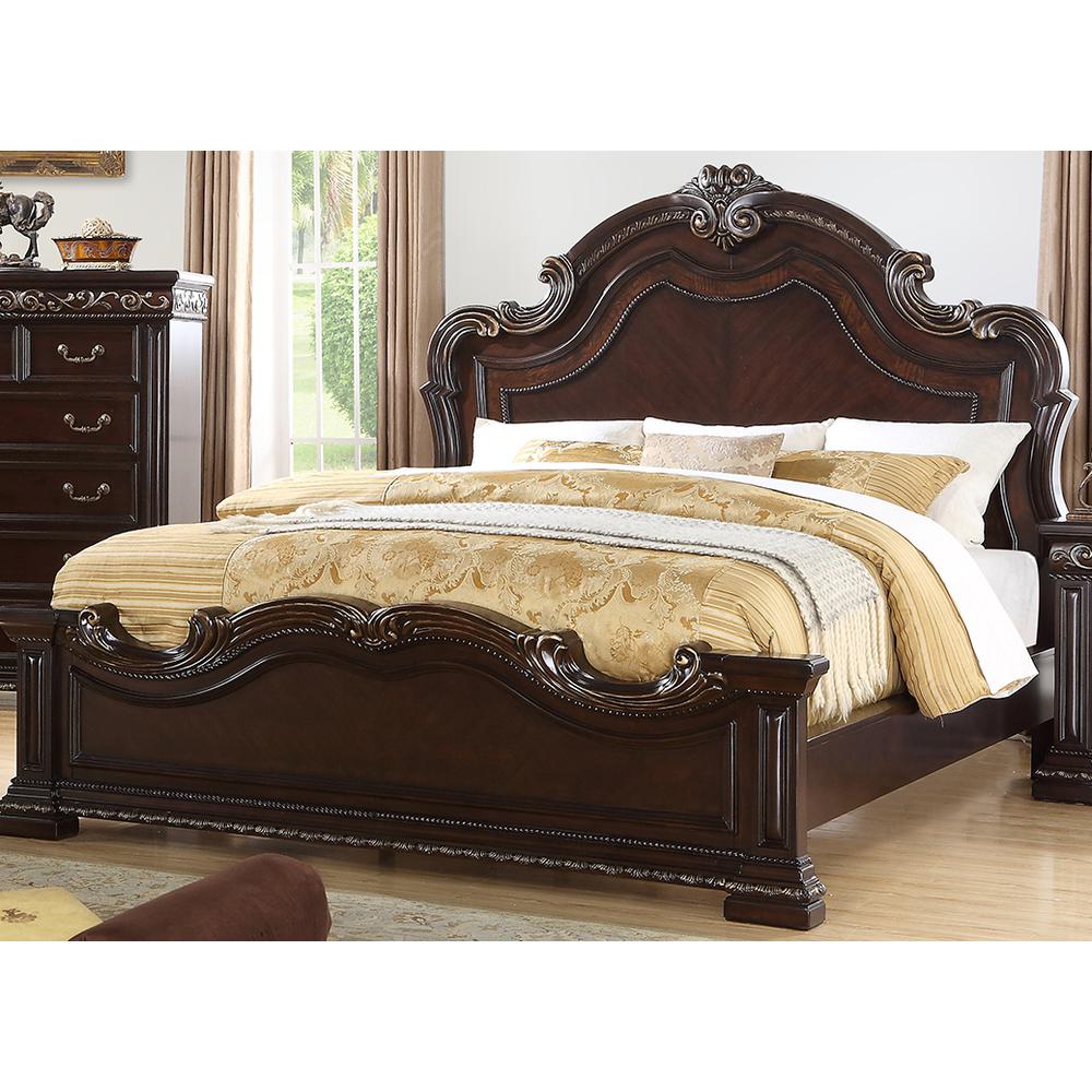 Image of Best Master Furniture Africa Traditional Wood California King Bed In Dark Cherry