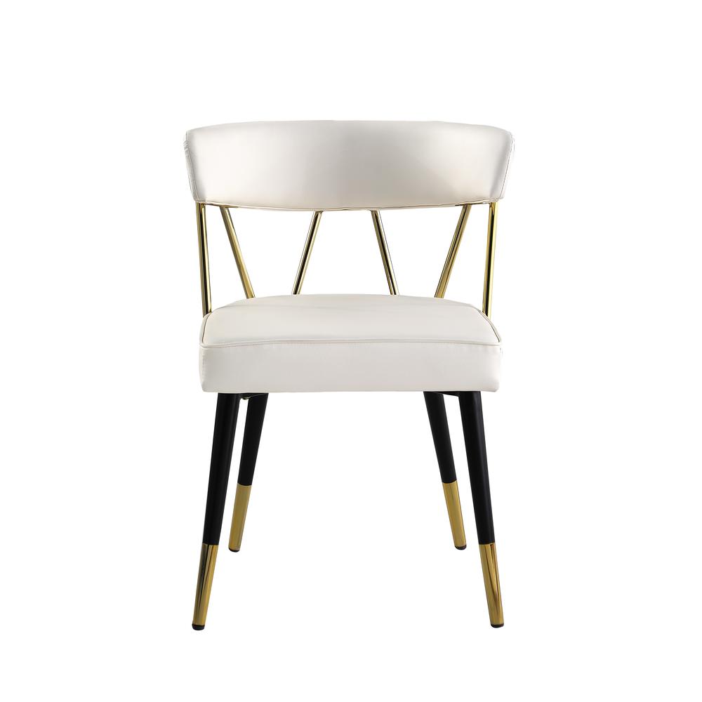 Aireys Ivory Faux Leather Armless Chair With Gold Accents (Set Of 2)