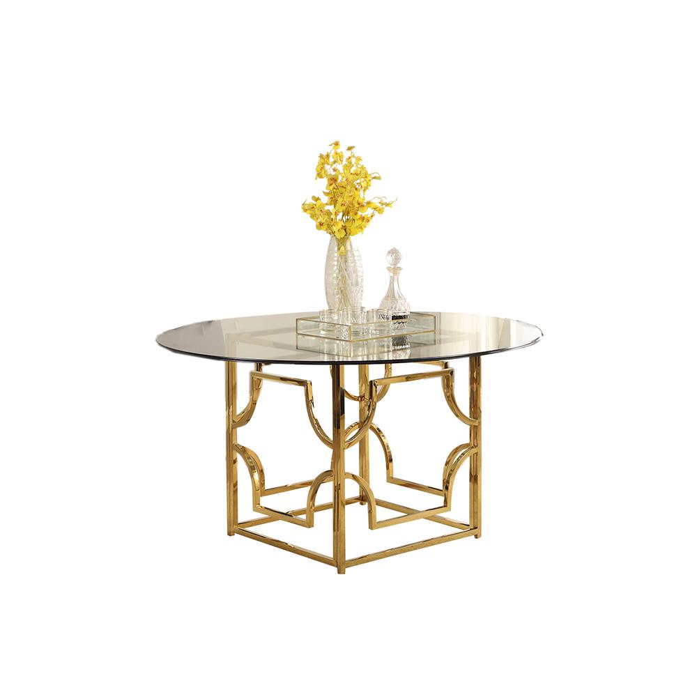 Image of Best Master Furniture Kina 54" Modern Tempered Glass Dining Table In Gold
