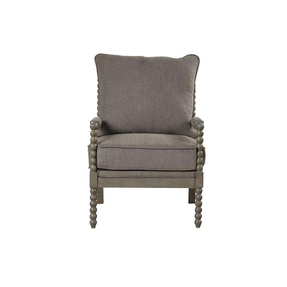 Jewell Fabric Accent Chair Taupe, Antique Grey Frame