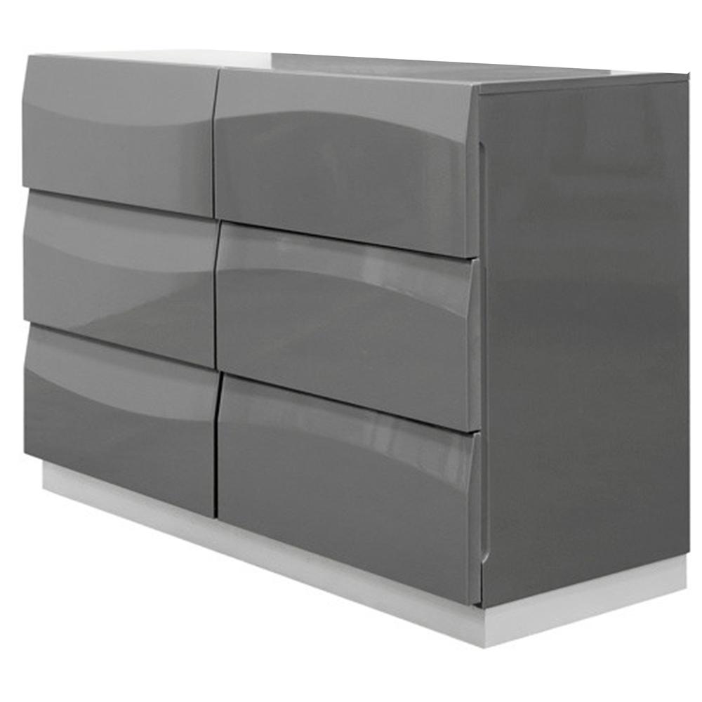 Leon Modern High Gloss Dresser In Gray