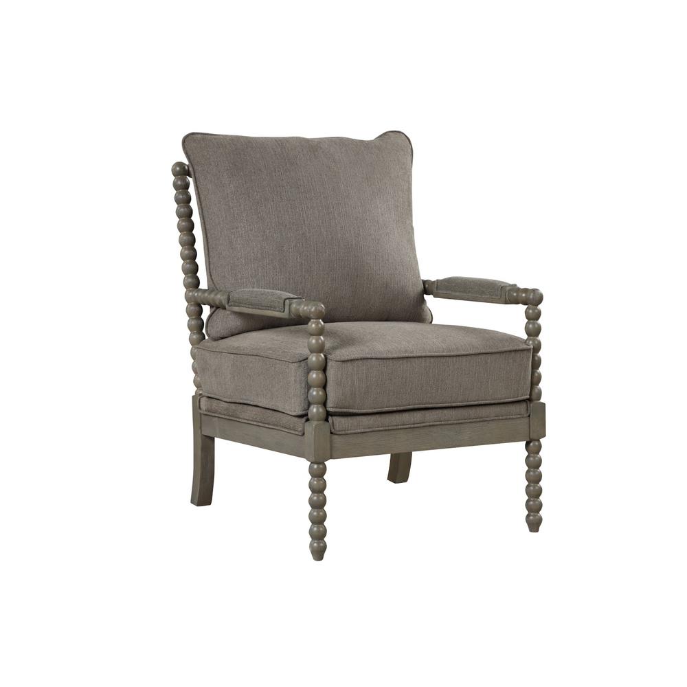 Image of Jewell Fabric Accent Chair Taupe, Antique Grey Frame