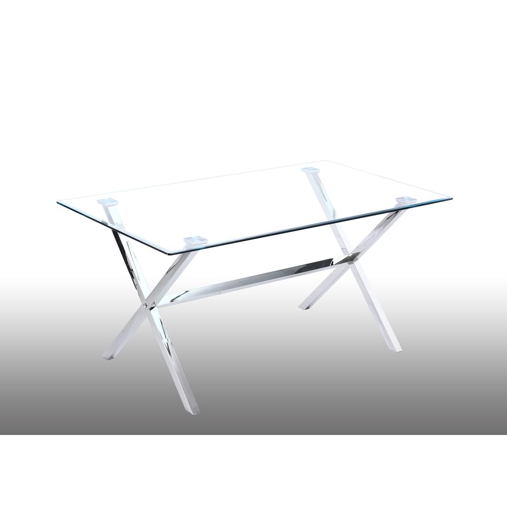 Image of Best Master Furniture Timber 63" Modern Stainless Steel Dining Table In Silver