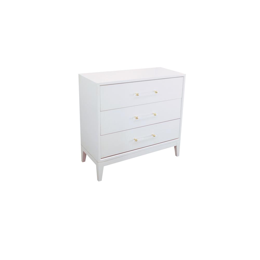 Image of Best Master Furniture Orbis 36" Modern Wood Hall Chest In White Lacquer