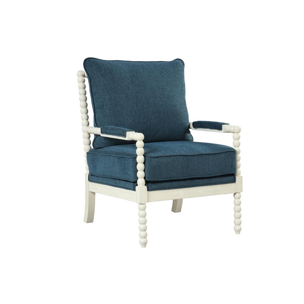 Image of Jewell Fabric Accent Chair Aegean Blue, Off White Frame