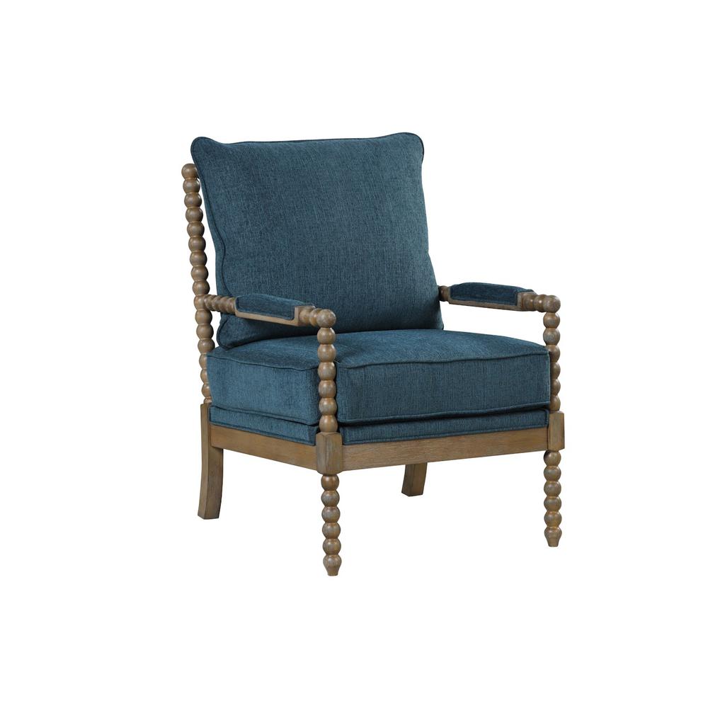 Image of Jewell Fabric Accent Chair Aegean Blue, Natural Oak Frame