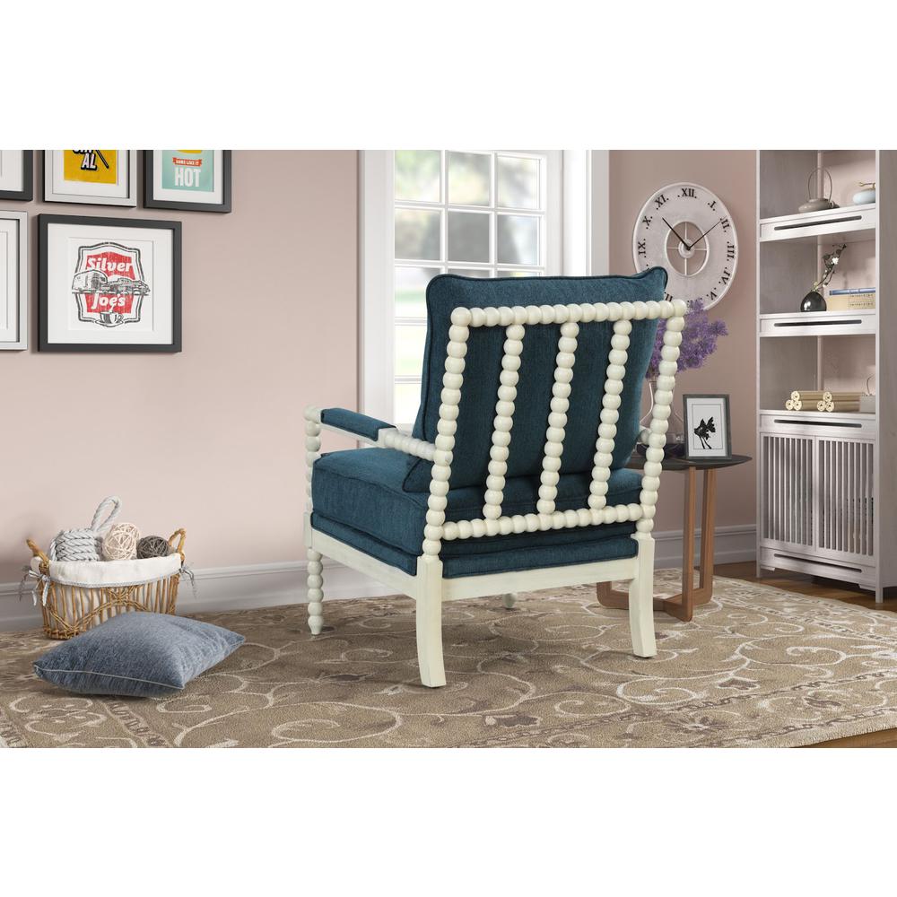 Jewell Fabric Accent Chair Aegean Blue, Off White Frame