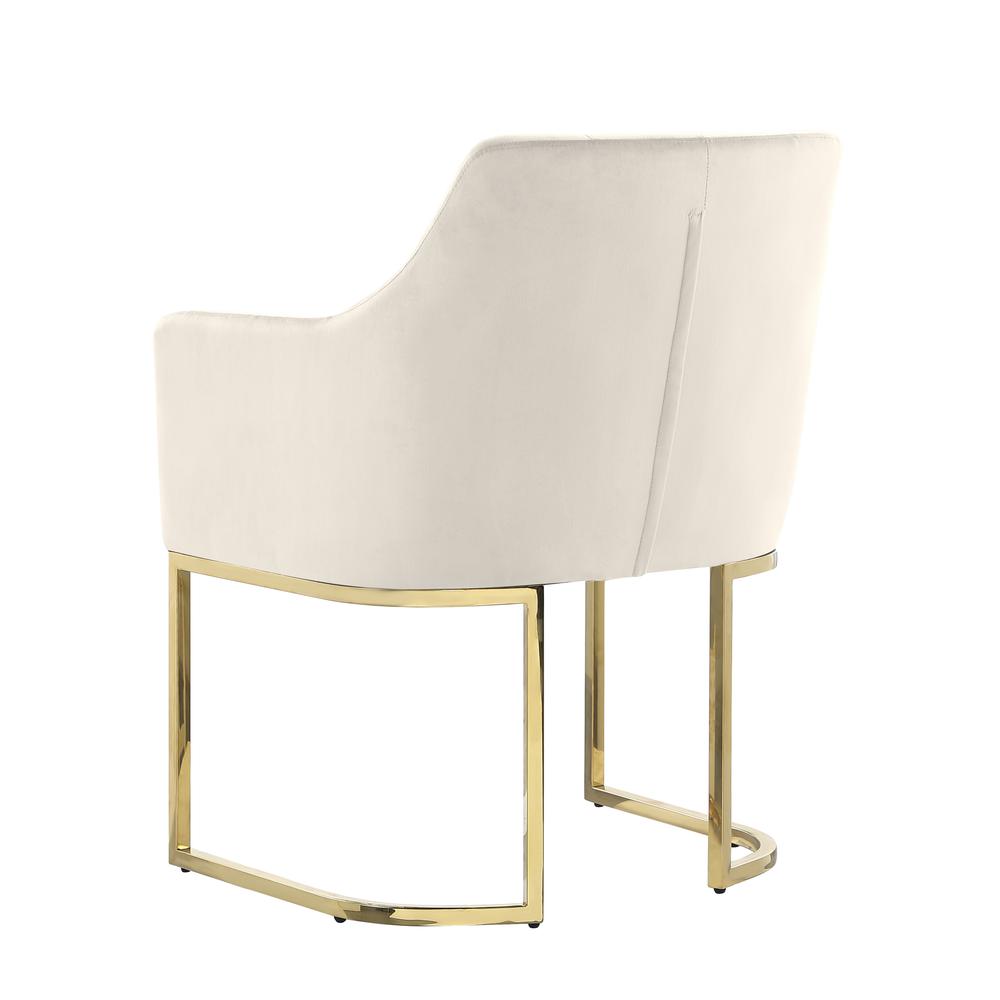 Lana Beige Tufted Velvet Arm Chair In Gold