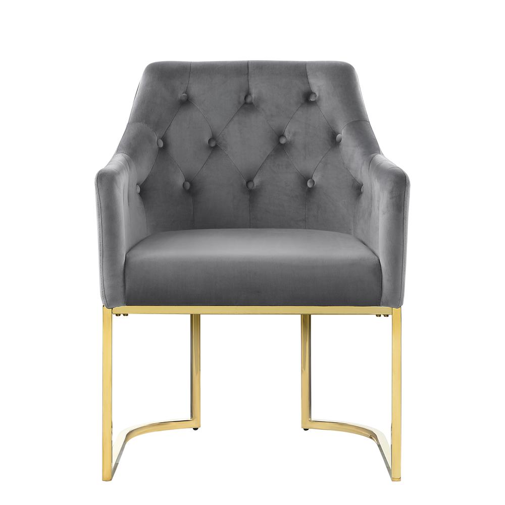 Image of Lana Gray Tufted Velvet Arm Chair In Gold