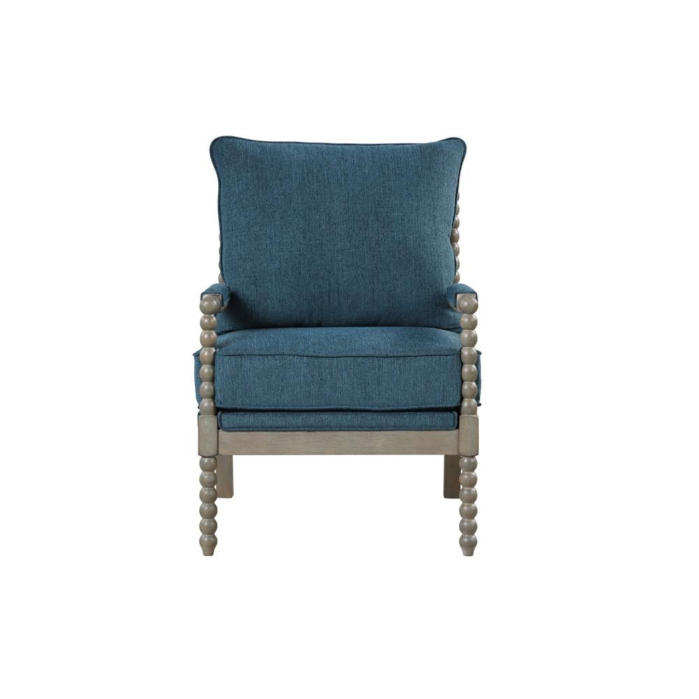 Jewell Fabric Accent Chair Aegean Blue, Antique Grey Frame