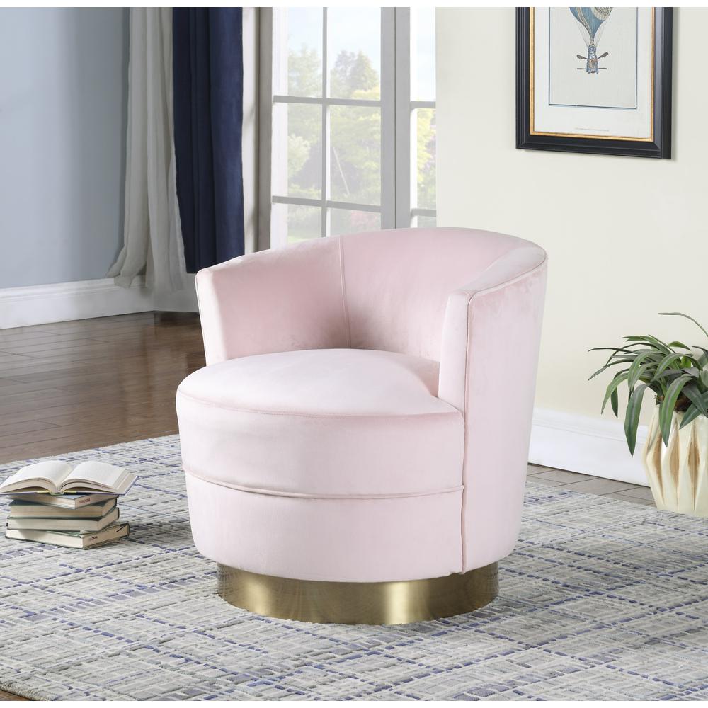 Best Master Furniture Ava 18" Modern Velvet Swivel Accent Chair In Pink/Gold
