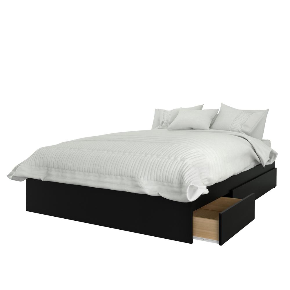 Image of Onyx 3 Piece Full Size Bedroom Set, Walnut And Black