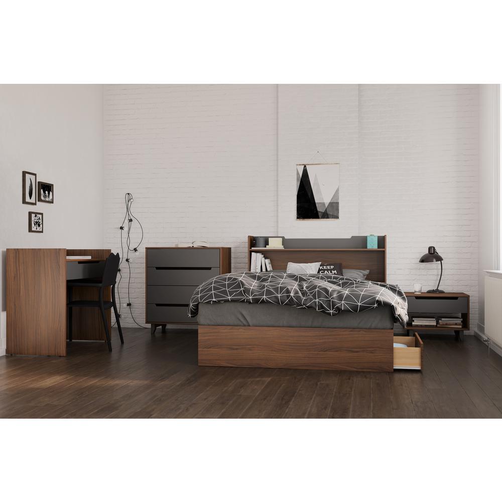 Nexera 375431 Full Size Bed, 3-Drawer, Walnut