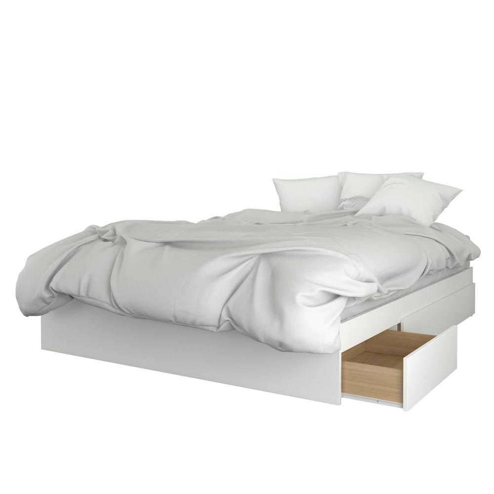 Image of Sahara 3 Piece Queen Size Bedroom Set, White & Walnut