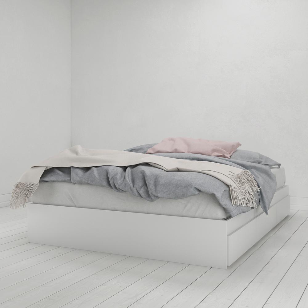 Nexera 376003 Queen Size Bed, 3-Drawer, White