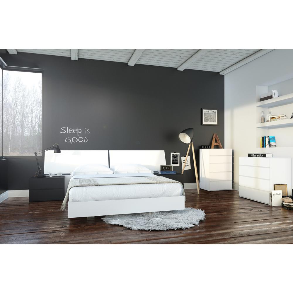 Melrose 6 Piece Queen Size Bedroom Set, Black & White
